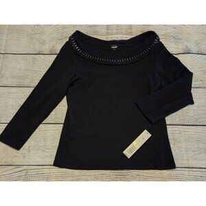 rafaella Form Function New with Tags Black Top with studs Size Medium Women's
